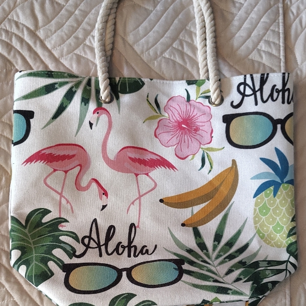 Aloha Flamingo Tropical Tote Bag